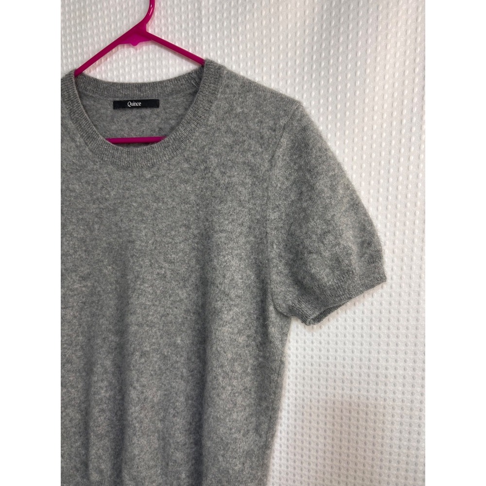 Quince Mongolian 100% Cashmere Size XL fits L Short Sleeve Sweater Tee Top a5 - Picture 10 of 11